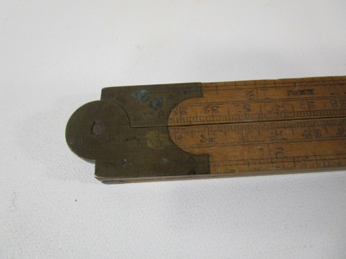 Antique John Rabone & Sons folding ruler boxwood brass vintage - Picture 3 of 7