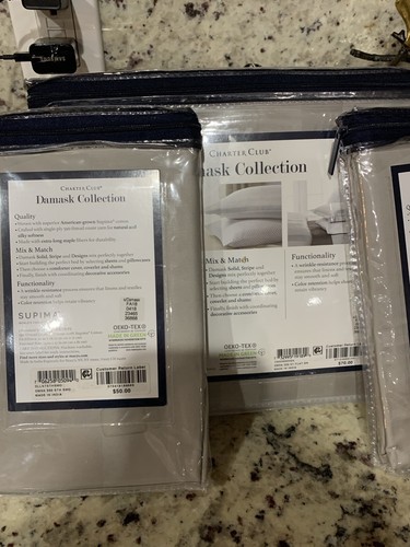 CHARTER CLUB Damask Stripe Queen Flat Sheet +2Standard Pillowcases 550TC Supima. - Picture 5 of 9