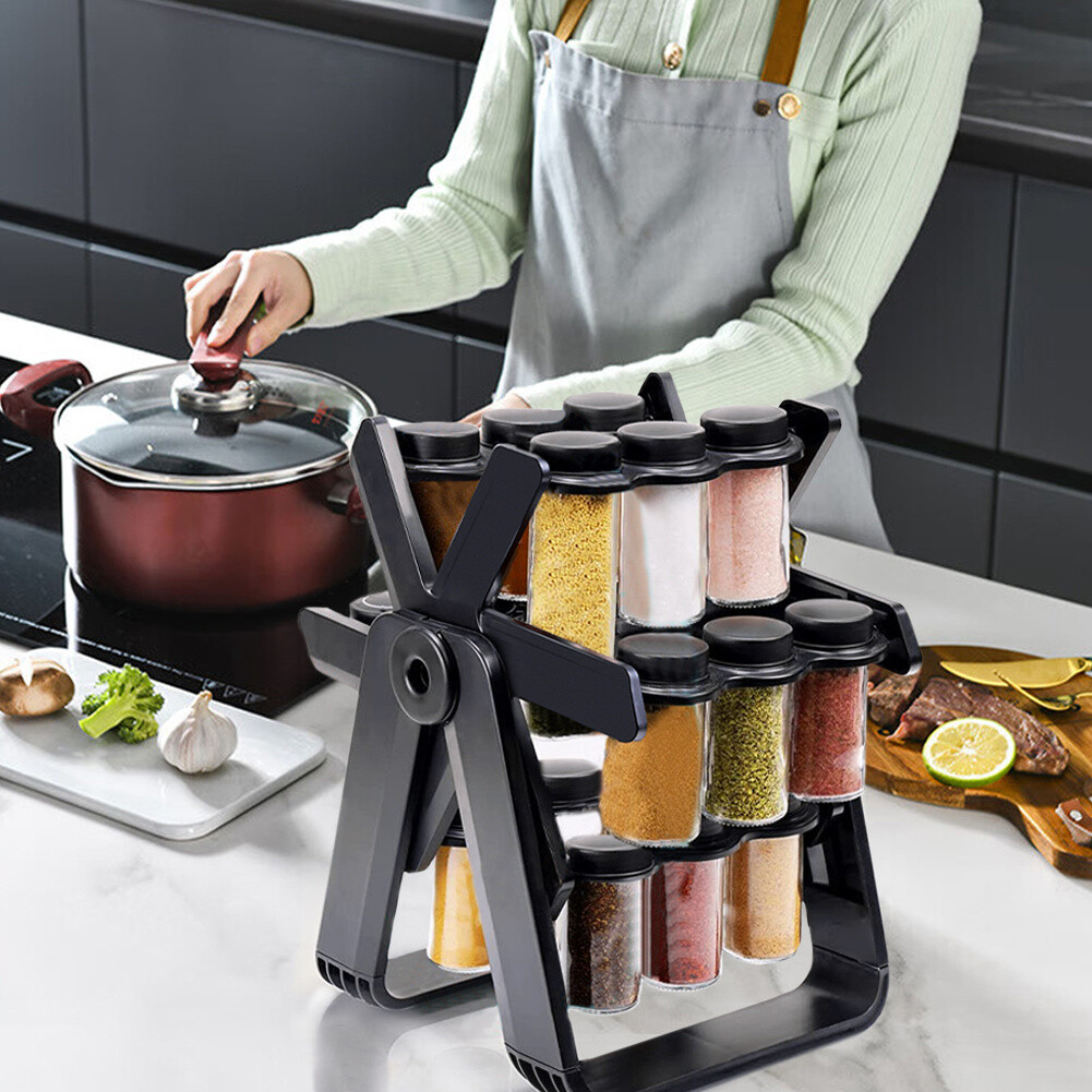 18PC Spice Racks 360° Rotating Ferris Wheel Spice Rack Seasoning Organizer Stand eBay