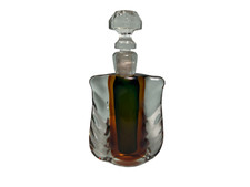 Decanter vintage probabile Venini cristallo italiano verde e arancione