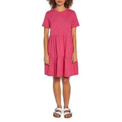 gap short sleeve tiered dress GAP Women's Soft Short Sleeve Crew Neck Tiered Dress, Nautical Blue, Large