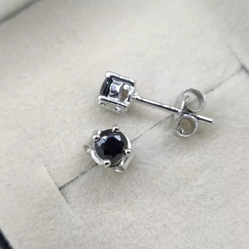 0.50ct Round Cut Lab Created Black Diamond Stud Earrings 14K White Gold Plated - Bild 3 von 4