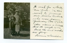 Turners Falls MA cancel, children oversize coats, 1914 RPPC postcard, Montague