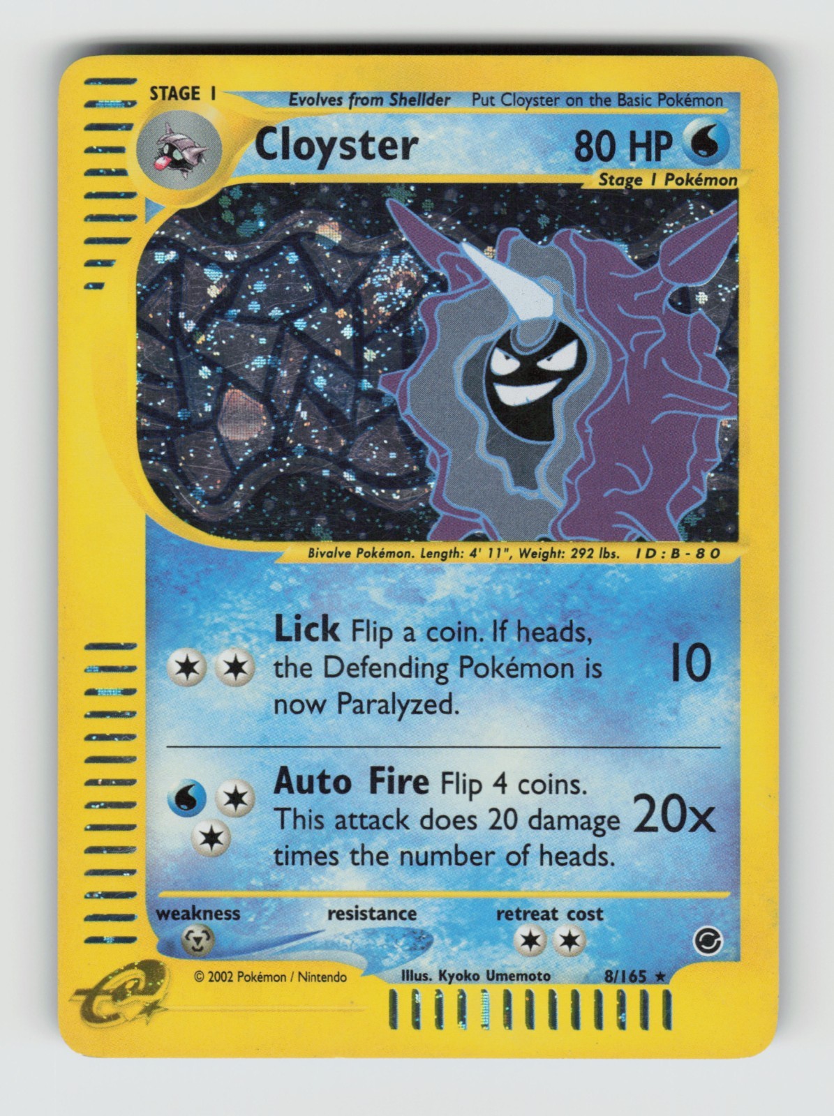 Expedition Base Set 8/165 Cloyster Holo R MP * SWIRL *