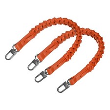 Braided Purse Strap, 2Pcs 44.7cm/17.6" Orange PU Leather with Black Buckles