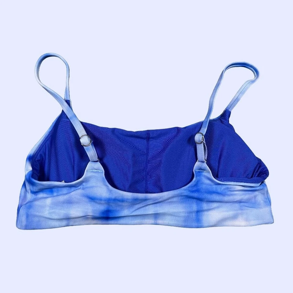 Top de natación de bikini Athleta Scoop azul blanco tie dye minimalista talla mediana Foto 2 de 3