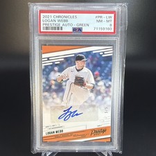 Logan Webb Green #/5 Auto 2021 Panini Chronicles Prestige Auto #PR-LW PSA 8