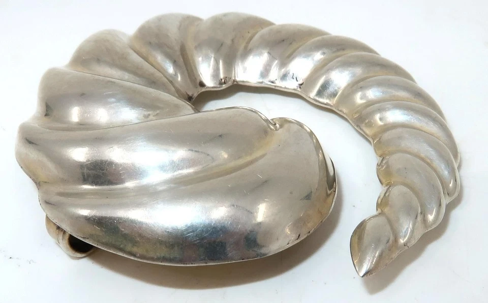 Broche colgante grande mexicano de plata esterlina 25 g cuerno espiral Nautilus 2 1/4" Foto 3 de 4