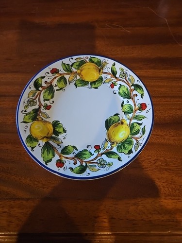 2 Vtg Deruta Lemon Blu Luncheon Plates Sur La Table Made In Italy 9” Handpainted - Picture 2 of 10