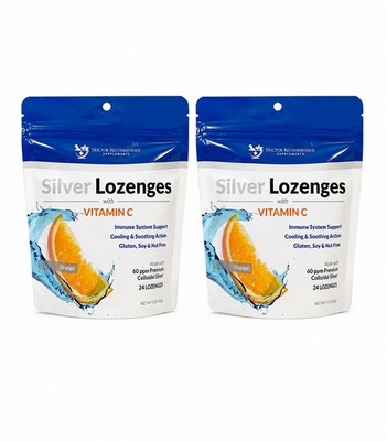Silver Lozenges with Vitamin C 60 PPM Orange Immune Support 2 Pack 48 Count