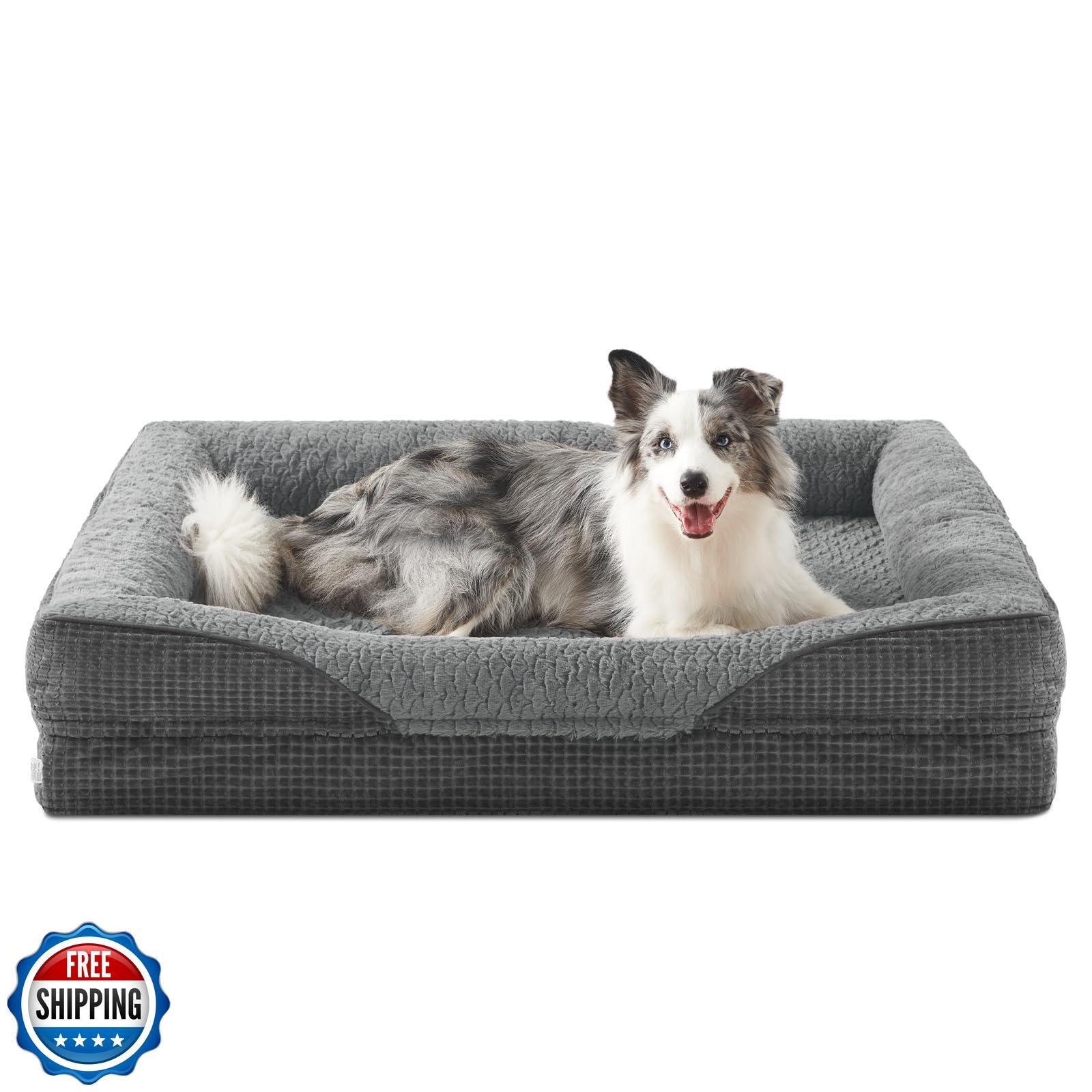 INVENHO Orthopedic Egg-Crate Memory Foam Large Dog Bed with Washable Cover