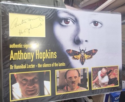 genuine Signed sir Anthony hopkins silence of the lambs hannibal lector a3 mount