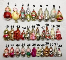 Vintage glass Christmas tree Ornament characters decoration soviet USSR   711