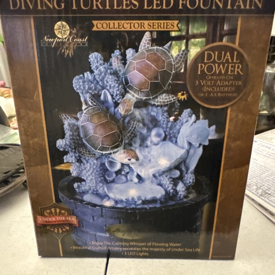 Newport Coast Collection Diving Turtles LED Fountain Dual Power with 3v ...