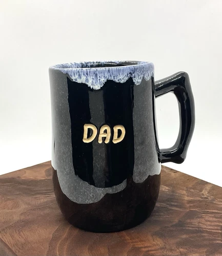 Vtg Van Briggle DAD Coffee Cup Mug Black Drip Glaze
