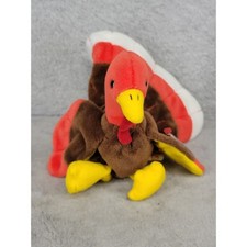 Ty Beanie Babies Gobbles the Turkey 1996 Brown Red Thanksgiving Plush Toy 4034