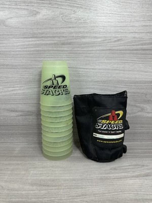 Speed Stacks 12 offizielle WSSA Sport Neon Glo grün Stapelbecher + Tasche