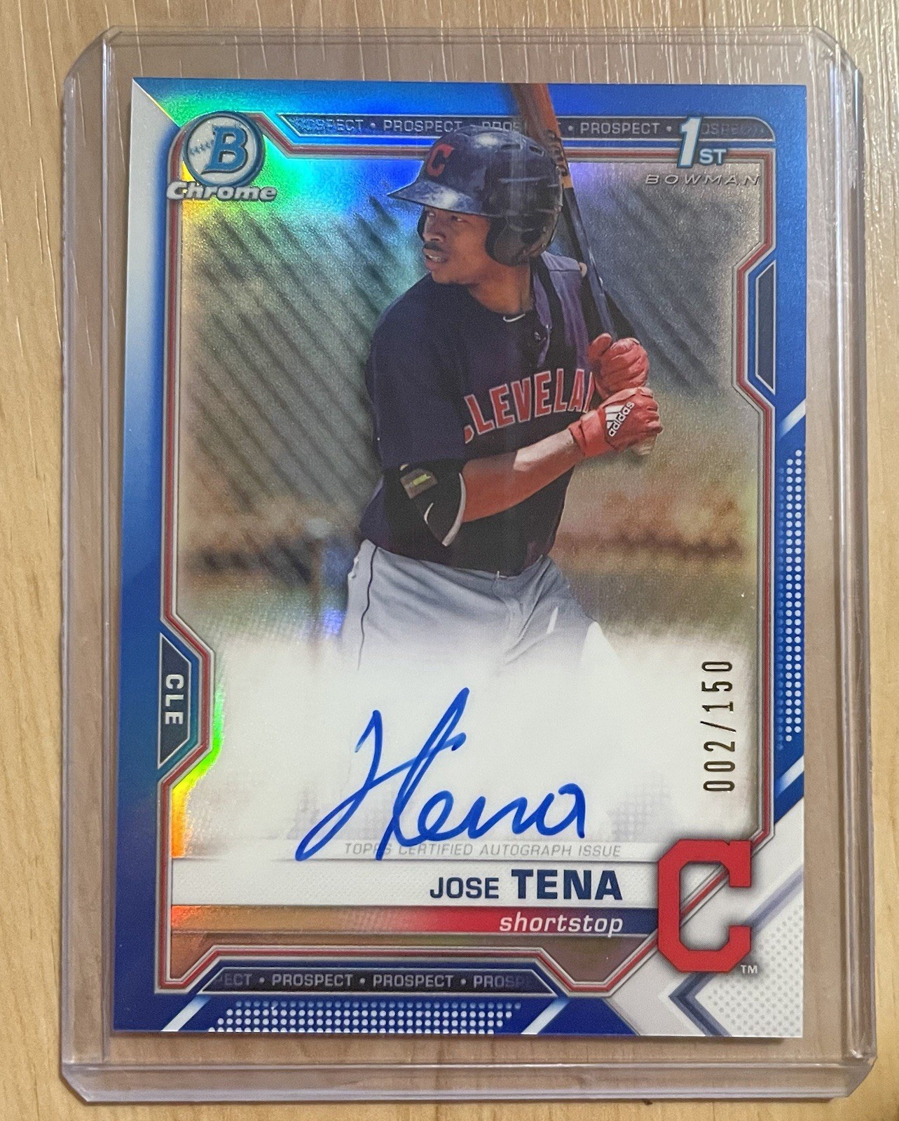 Jose Tena 2021 Bowman Chrome 1st Auto True Blue /150 Cleveland RC Nationals