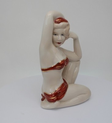 Figur Badende Schönheit Sexy Art Deco Stil Jugendstil Porzellan