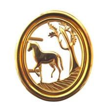 Hermes Vintage Horse Motif Belt Buckle Gold Color Men'S Women'S Old Clothes Used