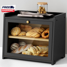Double Layer Bread Box for Kitchen Countertop...