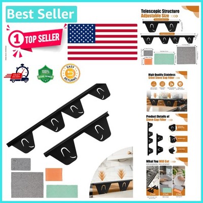2 Pack Adjustable Stainless Steel Stove Gap Filler - Easy Clean & Heat Resistant