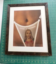 Slimesunday Jesus Is Watching COA – Archival Frame, Limited /50, Surreal Art