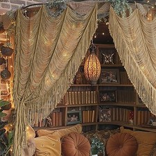 Macrame Curtain Boho Curtain Doorway Window Wall Decor Fiber Yarn Art Handwov...