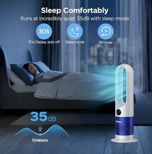 Column Fan, 5m/s Silent Bladeless Fan, 8 Speed, 90° Oscillation, 9 Hours Timer