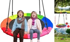 Columpio Árbol, Platillo Columpio Volador 40 Pulgadas para Niños, 900D Oxford Multicolor