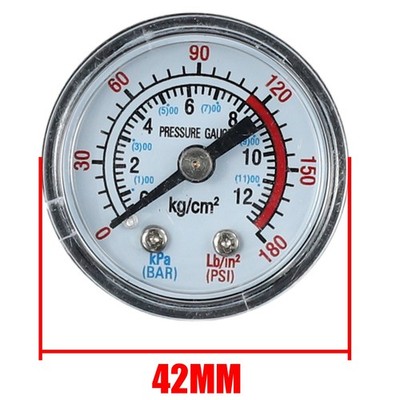 0-12Bar / 0-180PSI 1/8 NPT Luftdruck Manometer Druckluftmesser Messgerät