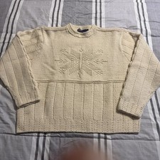 POLO RALPH LAUREN RARE VINTAGE INVISIBLE SNOWFLAKE 100 WOOL SWEATER CREAM XXL