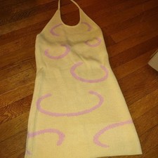 Shein Yellow And Pink Acrylic Halter Dress Size Small 