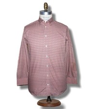 ETON Men's 42 / 16.5 / L Slim Fit Long Sleeve Shirt Orange Floral Geometric