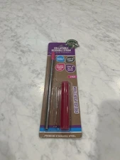 Collapsible Reuseable Straw With A Pink Case & Cleaning Brush Brand New