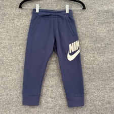Nike Kids Club Fleece Sweatpants Size XS 4 Navy Swoosh Spellout Joggers NWT