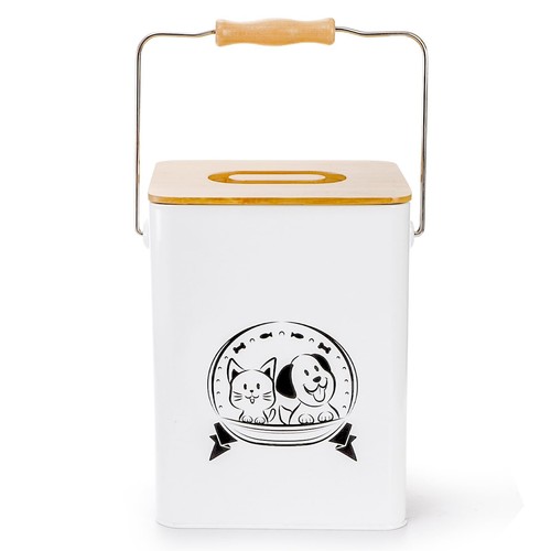 Dog Food Storage Container Set of 3, Metal Pet Treat Container Set with Bambo... - Picture 5 of 8