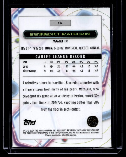 2023-24 Topps Chrome Cosmic #132 Bennedict Mathurin Nucleus Refractors - Bild 2 von 2