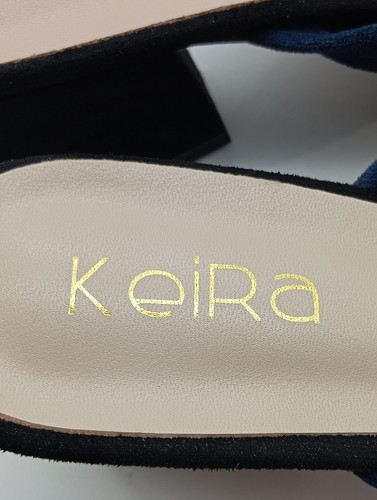 KEIRA Sandalias con tacón Mujeres Babuchas Talla EU 38 azul-negro look casual - Imagen 3 de 5