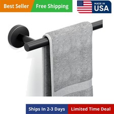 Adjustable Suction Cup Towel Bar for Bathroom 14 Inch  16 Inch Matte Black Towe