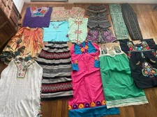 Lot Of 16 MEXICAN GUATEMALAN Clothes-OAXACAN HUIPIL BOHO Dresses-Tops-Bottoms 