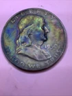 1958-D 50C Franklin Half Dollar Incredible Rainbow Toning