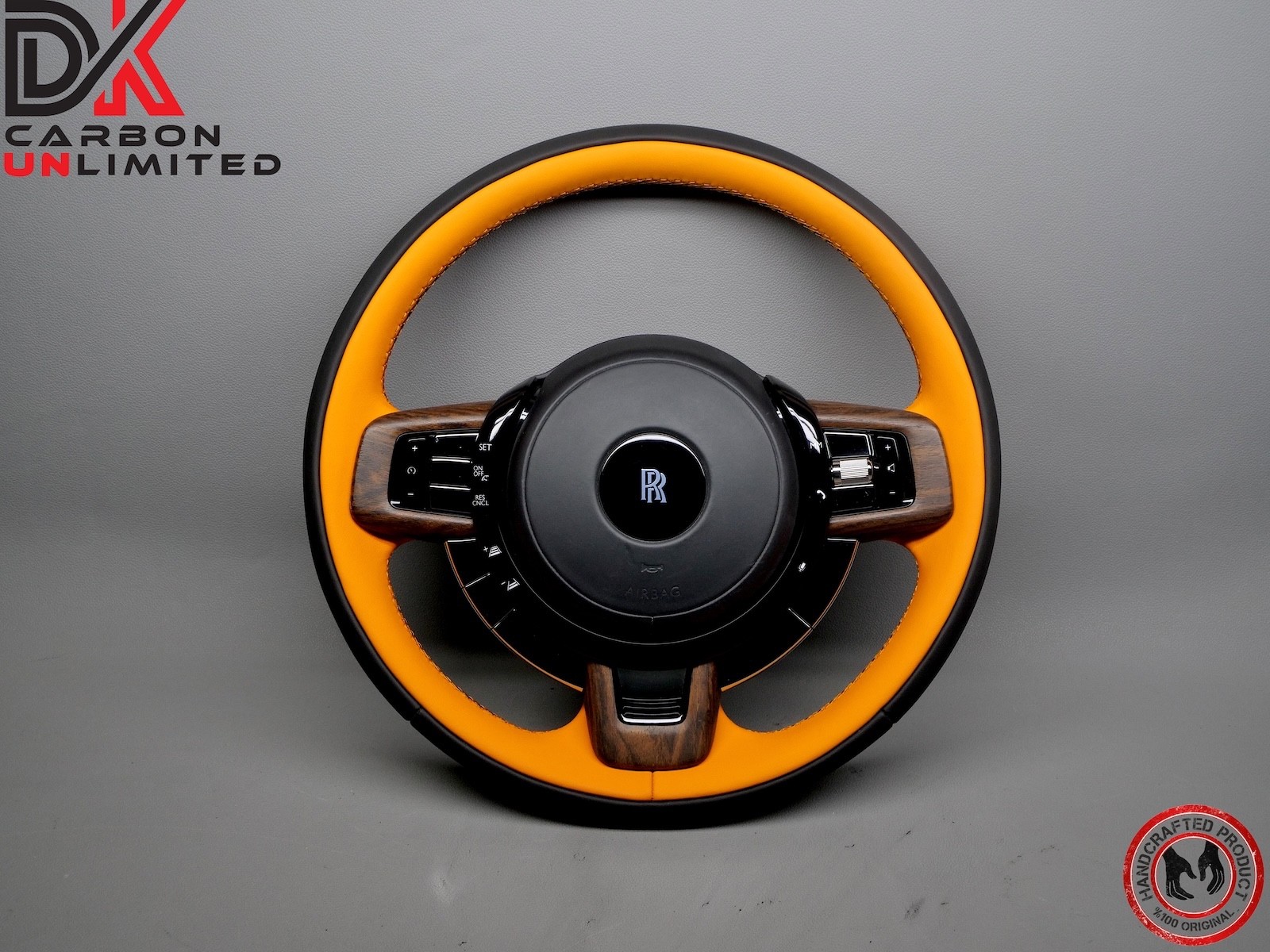 Rolls Royce Cullinan Thick Rimmed Two Tone Black Mandarin Stitch Steering Wheel