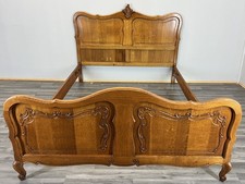 Bed Vintage French Louis XVI Double Bed Frame Oak Carved Headboard LOT 4598