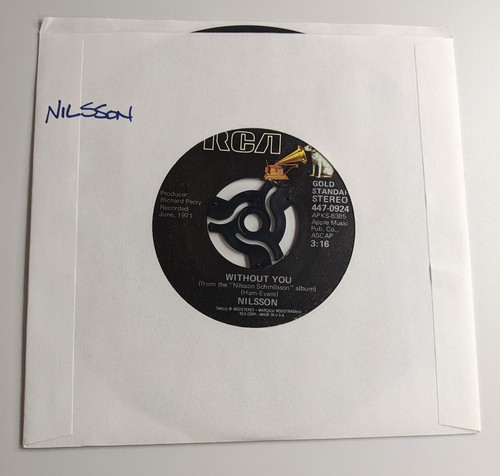 Nilsson Without You & Me And My Arrow Year 1971 Record Single RCA Victor USA - Picture 6 of 7