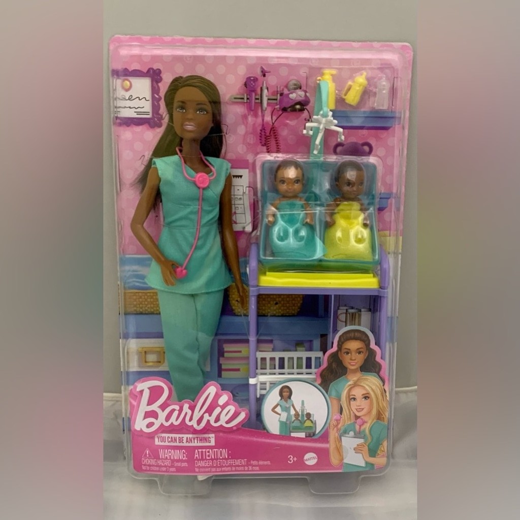 Barbie Careers Baby Doctor Playset Brunette Doll 2 Babies Pr