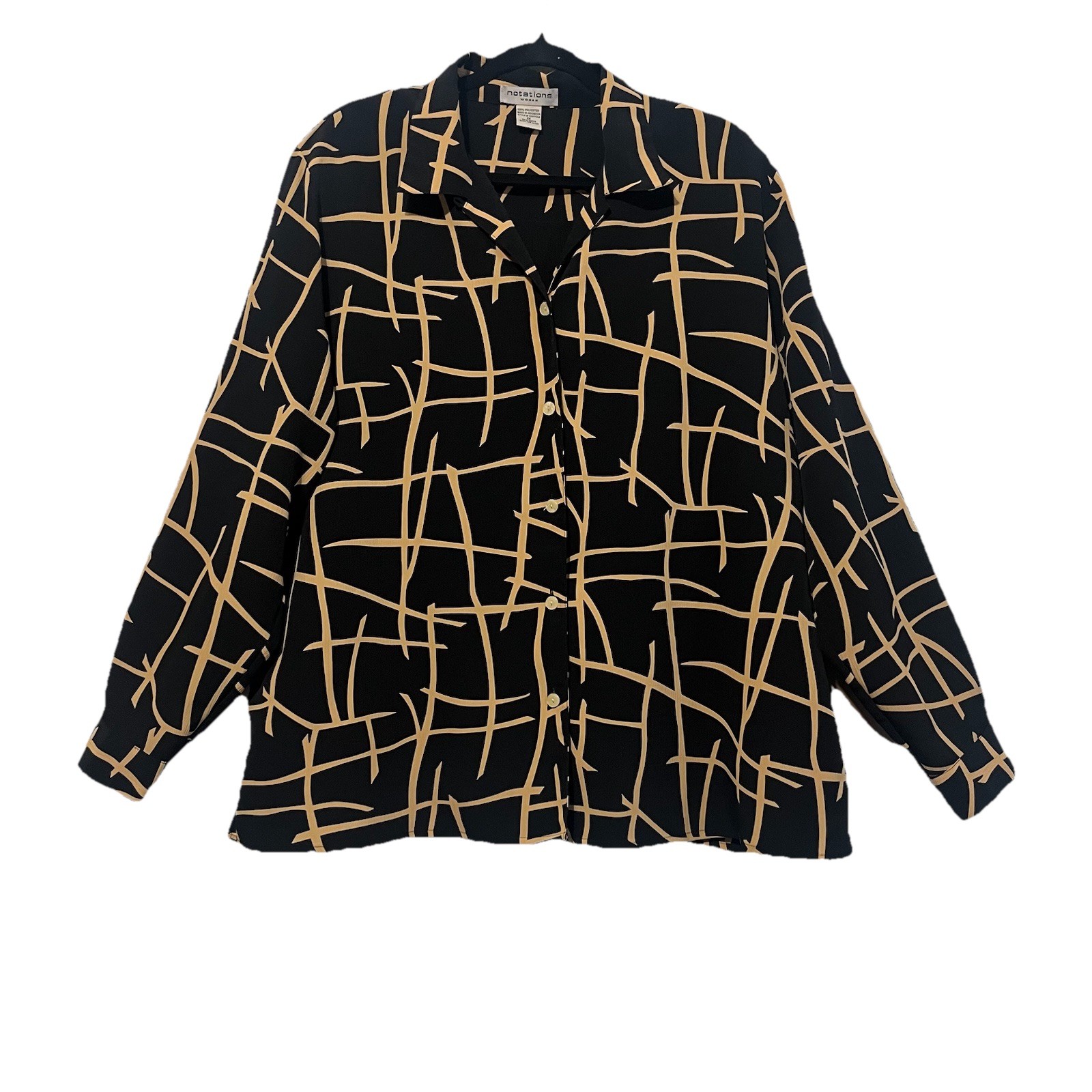 Notations Long Roll Tab Button Down Collard Class… - image 1