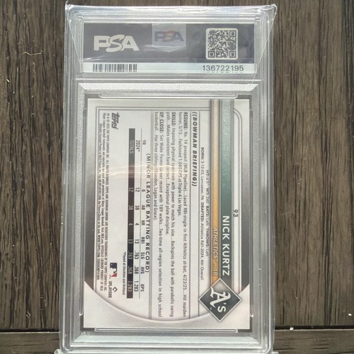 Maglia 2025 Bowman Chrome NICK KURTZ RC AQUA MOJO 16/299 # Match PSA 9 ⚾️🔥👀 - Foto 2 di 3