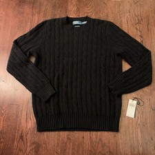 Polo Ralph Lauren Iconic Cable-Knit Cashmere Sweater - Medium - Black 498