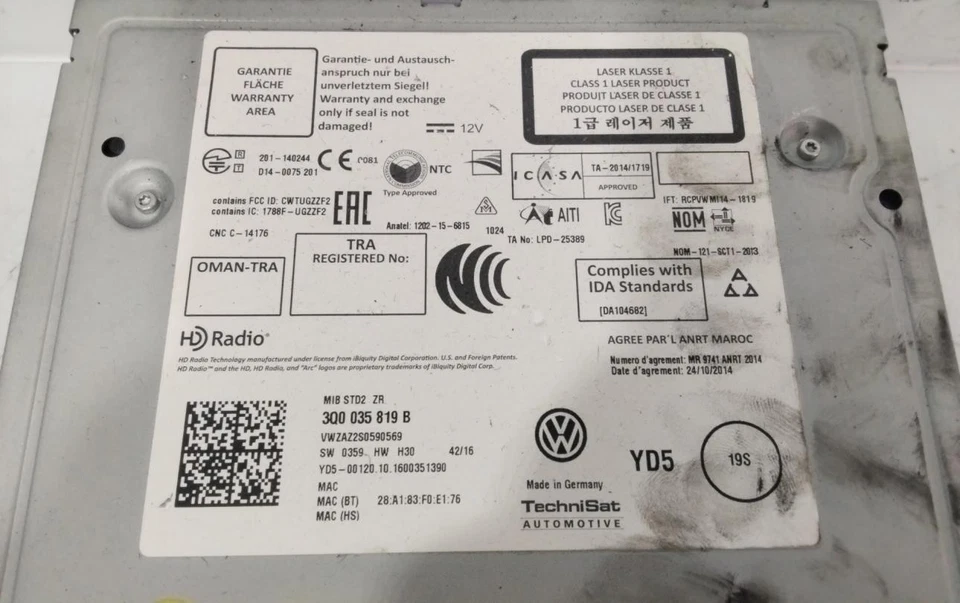 3Q0035819B Sistema Audio/Radio Cd para VOLKSWAGEN GOLF VII (5G1/BE1) 20 1803397 - Imagen 3 de 4